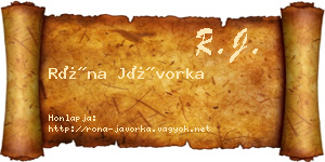 Róna Jávorka névjegykártya